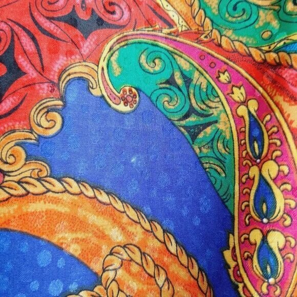 Vintage Silky Satin Retro Colorful Abstract Art Bomber Jacket Sz M - Picture 11 of 12